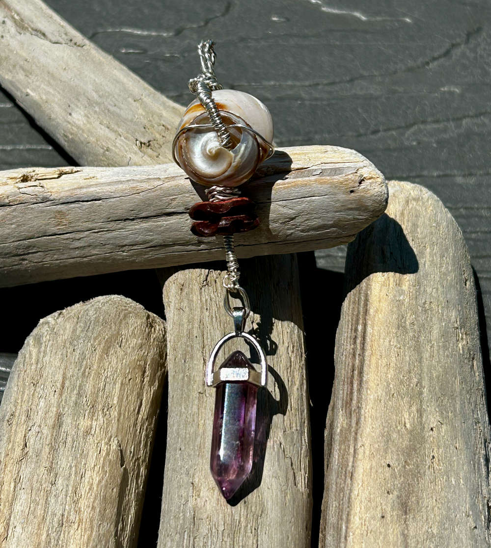 Amethyst Gemstone with Small White Shell